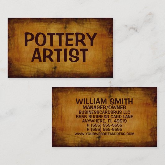 Aardewerkkunstenaar Antiek Visitekaartje (Voorkant / Achterkant)