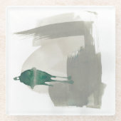 Aardgebaren - Grijs en Groen Glazen Onderzetter (Voorkant)