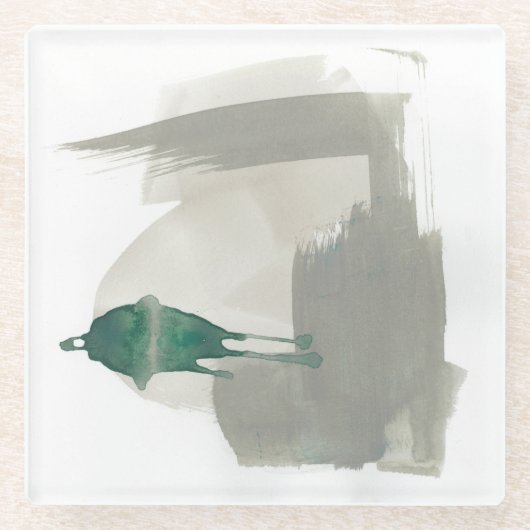 Aardgebaren - Grijs en Groen Glazen Onderzetter (Voorkant)