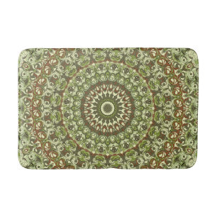 Aardgroen en bruin mandala patroonontwerp badmat