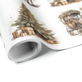 Aardgroen goud Kerstmis Rendier koets boom Cadeaupapier (Rol Hoek)