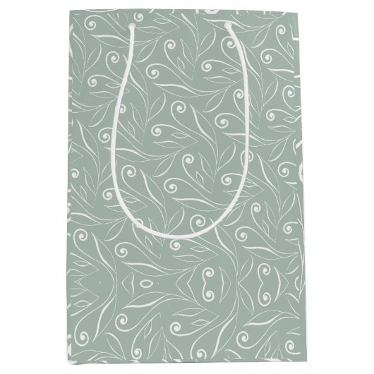 Aardgroene bloemenwervelingen medium cadeauzakje (Voorkant)