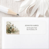 Aardgroene botanische Waterverf Modern Floral Etiket (Insitu)