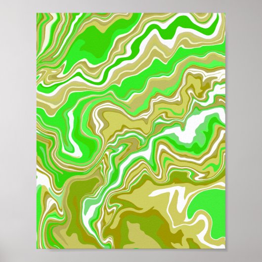 Aardgroene Vloeibare Abstracte Kunst Poster (Voorkant)