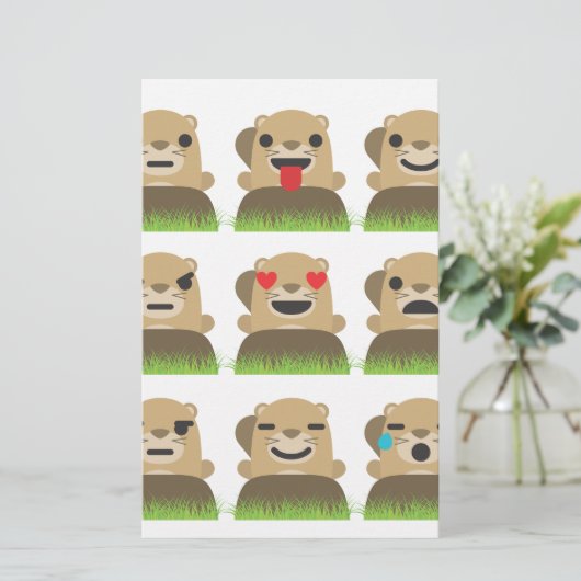 aardhog emojis briefpapier (Staand voorkant)