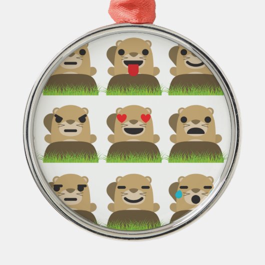 aardhog emojis metalen ornament (Voorkant)
