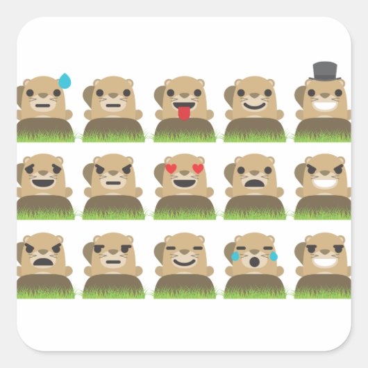 aardhog emojis vierkante sticker (Voorkant)