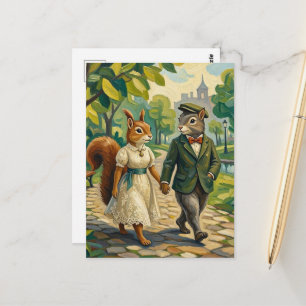 Aardig Eekhoornkoppel in het Park Briefkaart