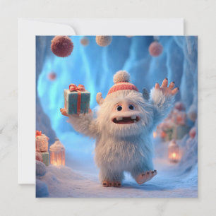 Aardig Harig Yeti Wezen Viert Feest Feestdagenkaart