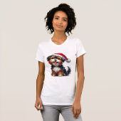 Aardig Hondje Met Kerstman Hoed  T-shirt (Voorkant volledig)