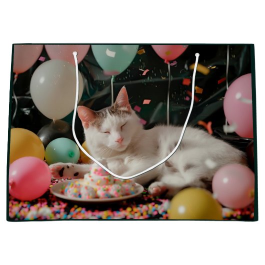 Aardig Kattenverjaardagsfeest Ontwerp Groot Cadeauzakje (Voorkant)