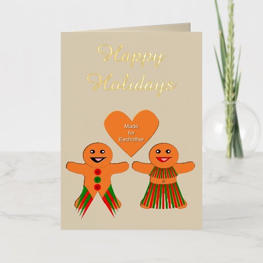 Aardig Kerst Gingerbread Koppel Custom Folie Wenskaart (Voorkant)