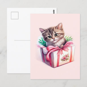 Aardig Kitten in een Doos Verjaardagscadeau Briefkaart