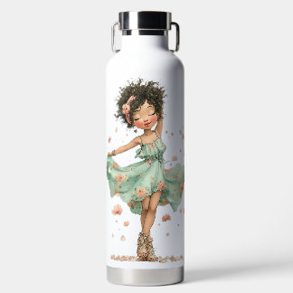 AARDIG MEISJE IN ZOMERSE GROENE JURK & BLOEMEN WATERFLES