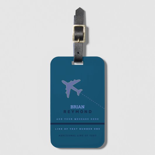 aardig modern mannenblauw luchtreizen bagagelabel (Voorkant (verticaal))