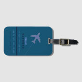 aardig modern mannenblauw luchtreizen bagagelabel (Voorkant (horizontaal))