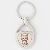 Aardig Ontwerp van een Cute Kat Sleutelhanger (Voorkant)