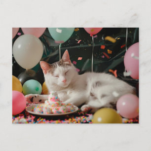Aardig ontwerp voor kattenverjaardagsfeestje briefkaart