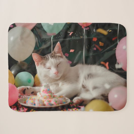 Aardig ontwerp voor kattenverjaardagsfeestje sherpa deken (Voorkant (horizontaal))