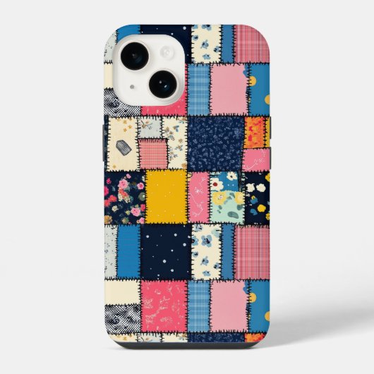 Aardig Patchwork Design, Speels Patroon iPhone Hoesje (Achterkant)