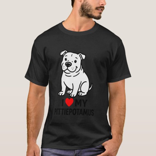 Aardig Pitbull Liefde Hart Ontwerp T-shirt (Voorkant)
