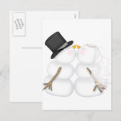 Aardig Sneeuwmannen Kussend Paar Feestdagenkaart (Voorkant / Achterkant)