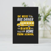 aardig tegen buschauffeur grappige schoolbuschauff RSVP kaartje (Staand voorkant)