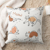 Aardig waterverf pastel patroon Kat wit bruin Kussen (Deken)