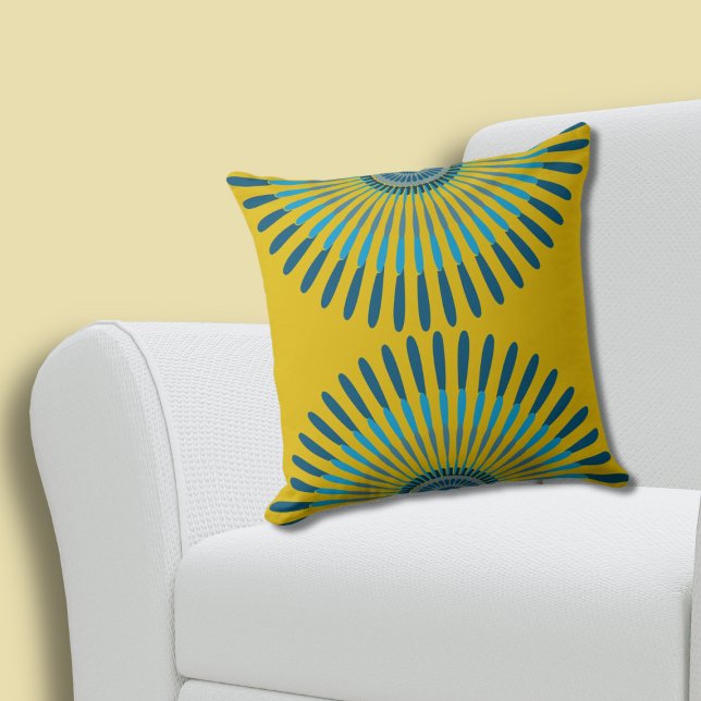 Aardig Zomer Geel-Blauw Veer Ster Patroon Kussen (Charming Summer Yellow-Blue Feathery Star Pattern Throw Pillow)
