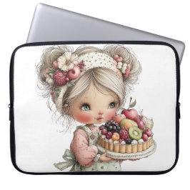 AARDIG ZOMERMEISJE MET BLOEMEN EN VRUCHTEN LAPTOP SLEEVE