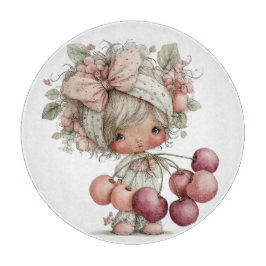 AARDIG ZOMERTHEMA MEISJE MET KERSEN SNIJPLANK