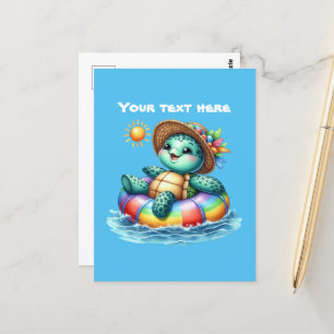 Aardige aanpasbare strand zeeschildpad briefkaart