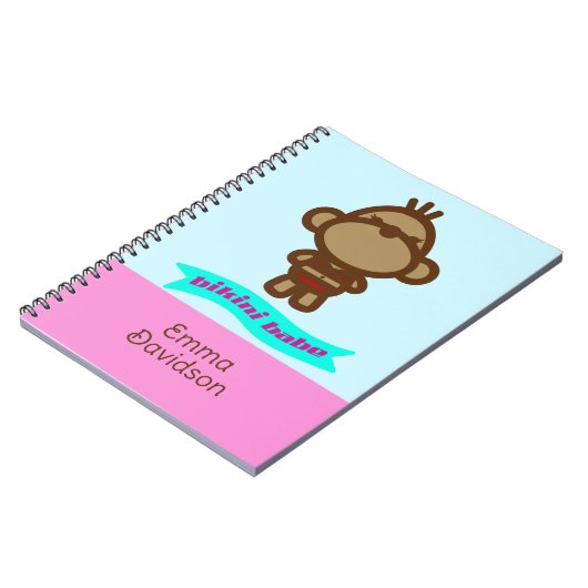 Aardige aap aangepaste naam notitieboek (Linkerzijde)