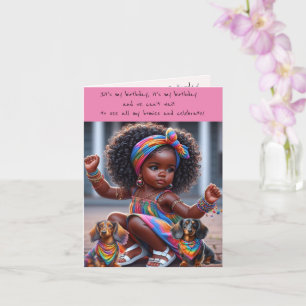 Aardige Afrikaanse Meisje Verjaardagsfeest Uitnodi Kaart