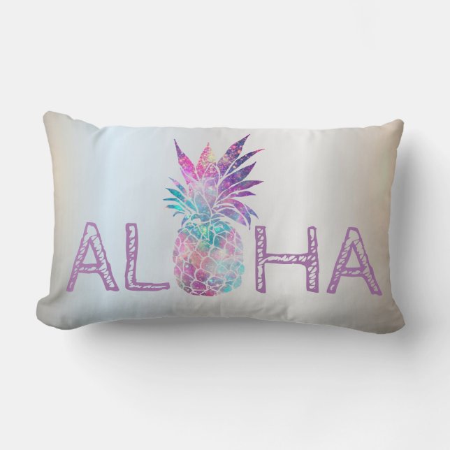 Aardige Aloha Hawaïaanse Ananas, Zilver Kussen (Voorkant)