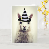 Aardige Alpaca, Halloween Kaart (Gele Bloem)