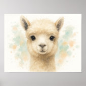 Aardige Alpaca-waterverfportret Poster (Voorkant)