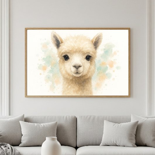 Aardige Alpaca-waterverfportret Poster