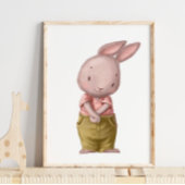 Aardige Aquarel Schattige Jongen Konijn | Muurprin Poster