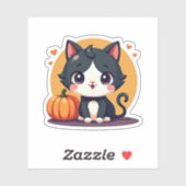 Aardige B&W Kitten – Halloween Pastel Kunst Sticker (Vel)