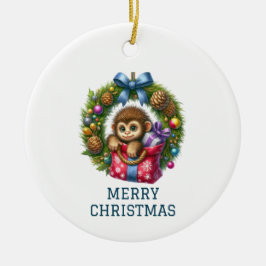 Aardige baby aap kerst keramisch ornament