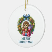 Aardige baby aap kerst keramisch ornament (Links)