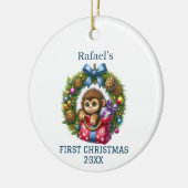 Aardige baby aap kerst keramisch ornament (Links)