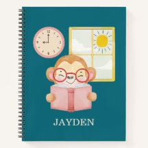 Aardige baby aap leest boek ochtend naam kinderen