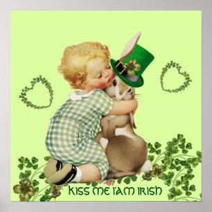 AARDIGE BABY DIE KONIJN KNUFFELT Ierse St. Patrick Poster