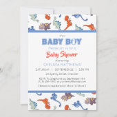 Aardige baby dinosauruspatroonprint gepersonalisee kaart (Voorkant)