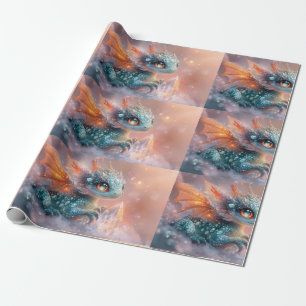 Aardige Baby Draak met Kristal edelsteen: Fantasie Cadeaupapier
