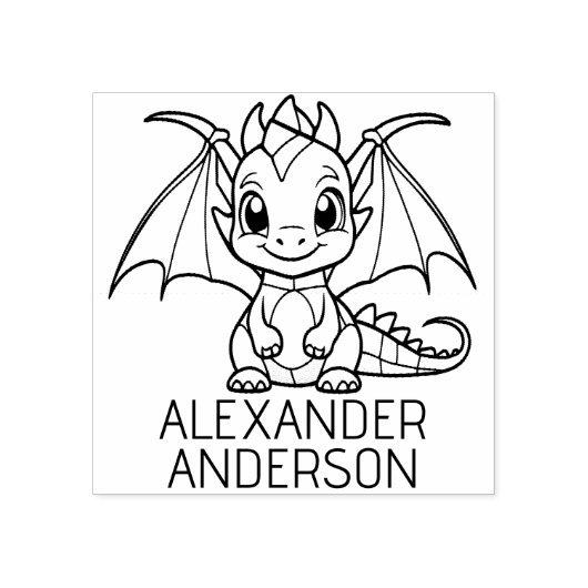 Aardige baby draak personaliseren rubberstempel (Afrduk)