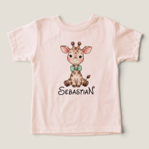 Aardige baby-giraf met vlinderdas gepersonaliseerd