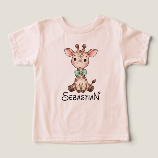 Aardige baby-giraf met vlinderdas gepersonaliseerd (Design voorkant)